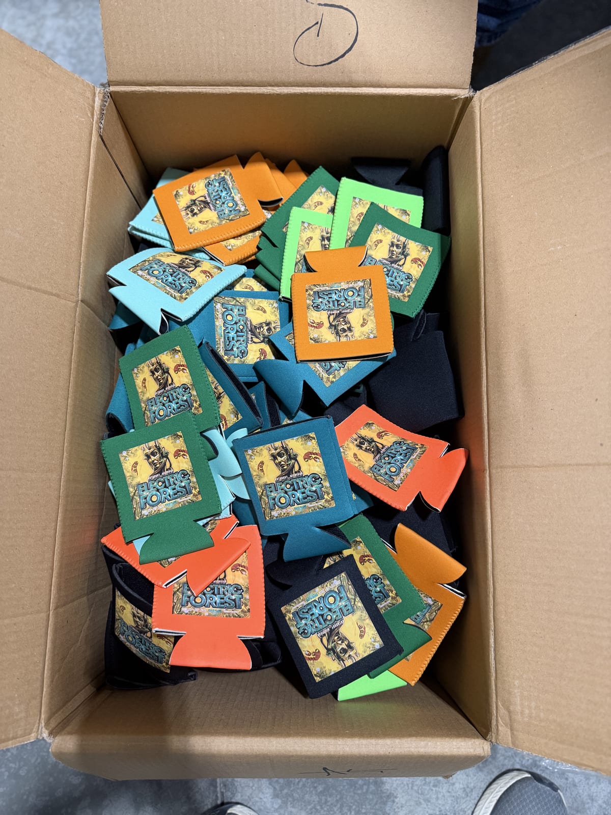 Custom printed koozies, boxed by the dozen